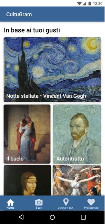 Main page with suggested artworks